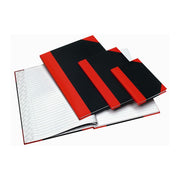 Kinabok A4 linjert innbundet sort/rød