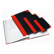 Kinabok A5 linjert innbundet sort/rød