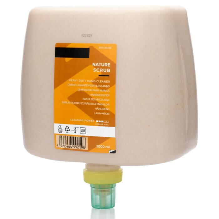 Nature Scrub (2000 ml | EVEREST-M) heavy duty hand cleaner packaging with natural exfoliants and moisturizing agents.