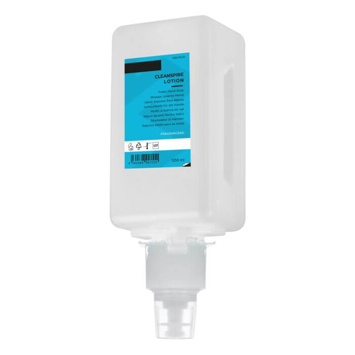 CLEANSPIRE LOTION (1000 ml | DENALI-A) packaging with unfragranced, 3-in-1 lotion wash for hands, body, and hair.