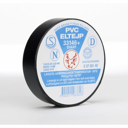Tape elektro myk PVC 19mmx20m SVART