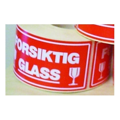 Tape m/trykk -Forsiktig glass