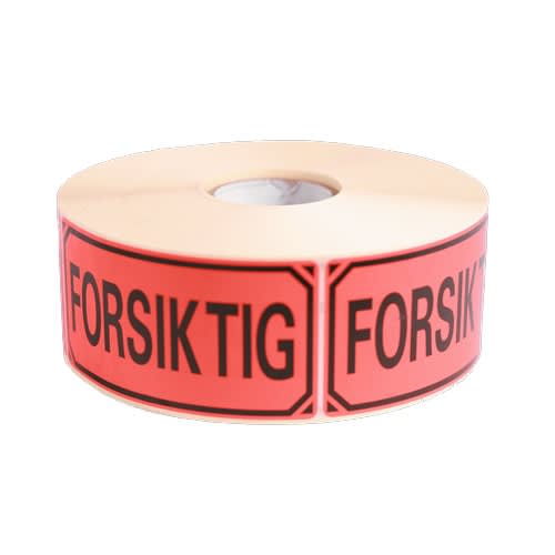 Etikett - Forsiktig - 5x10cm.