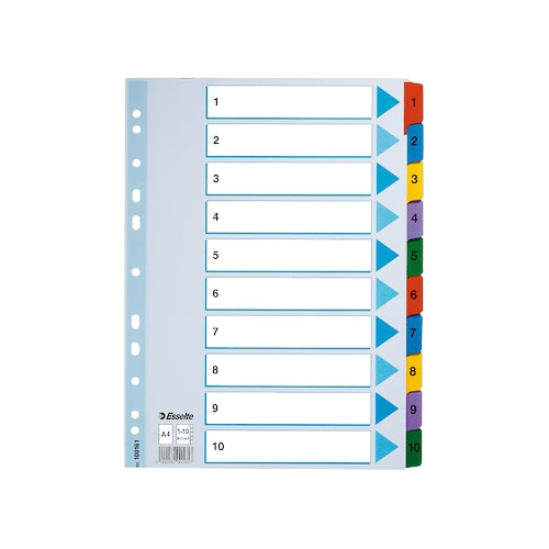 Skillekort Mylar A4 1-10 farget