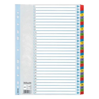 Skillekort Mylar A4 1-31 farget