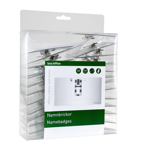 Navneskilt 57x91mm med klips/nål