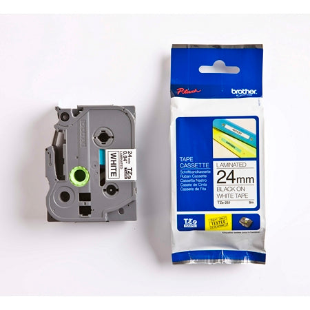 Tape Brother TZe251 24mm sort/hvit