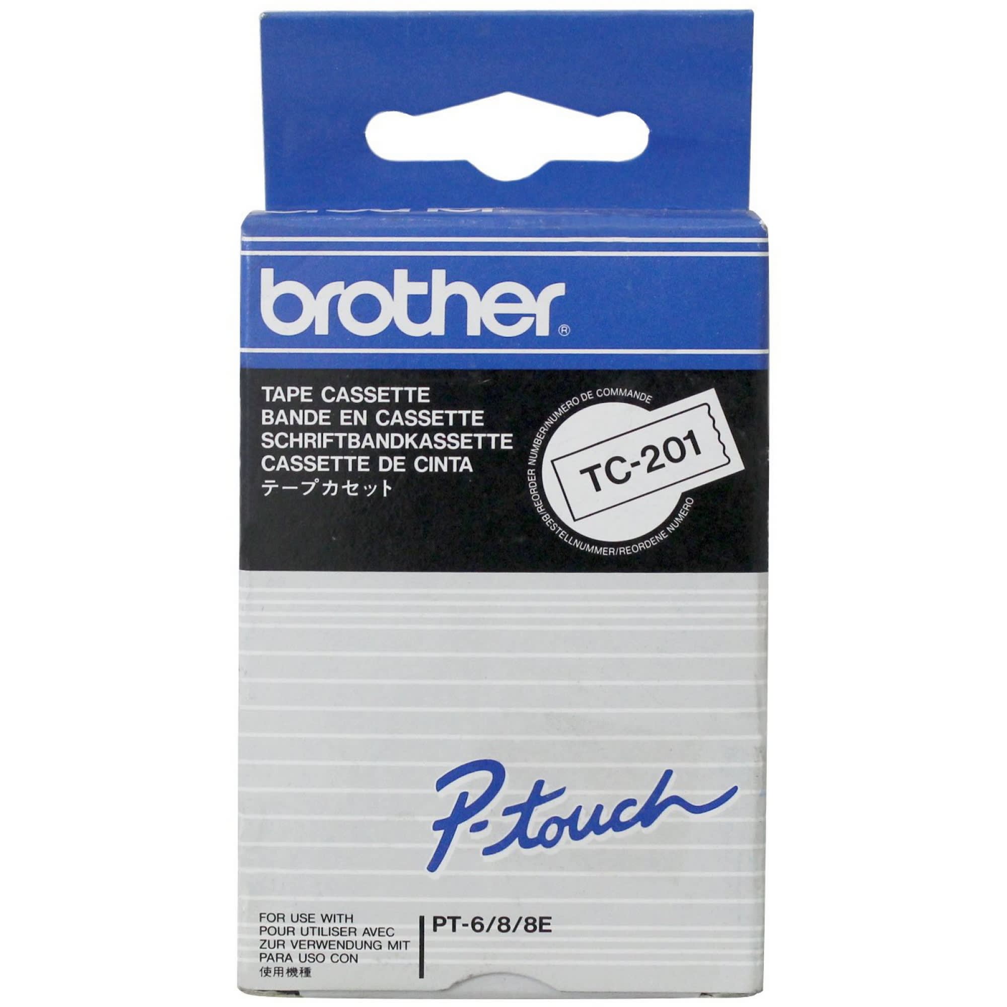 Tape Brother TC-201 12mm sort/hvit