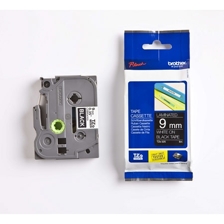 Tape Brother TZe-325 9mm hvit/sort