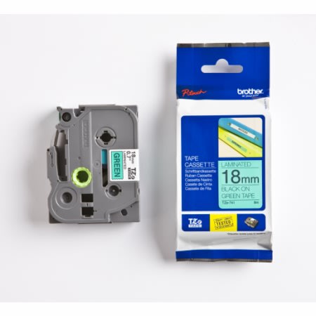 Tape Brother TZe-741 18mm sort/grøn