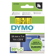 Tape Dymo D1 24mm x 7m sort/gul