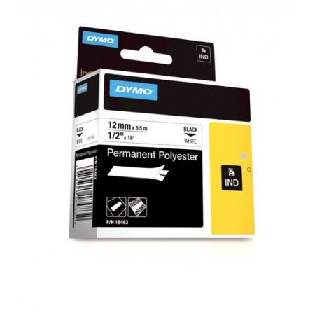 Tape Rhino perm.poly 12mm sort/hvit