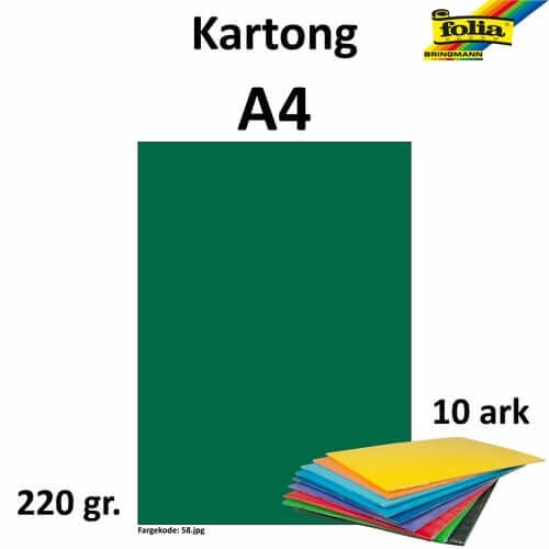 Kartong A4 220g mørk grønn