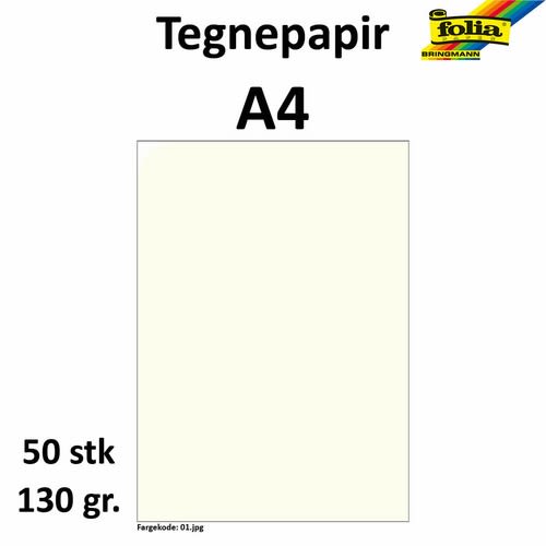 Tegnepapir A4 130g perlehvit 50pk
