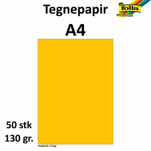 Tegnepapir A4 130g solgul 50pk