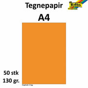 Tegnepapir A4 130g orange 50pk