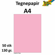 Tegnepapir A4 130g lys rosa 50pk