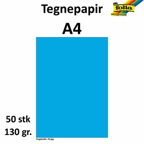 Tegnepapir A4 130g klarblå 50pk