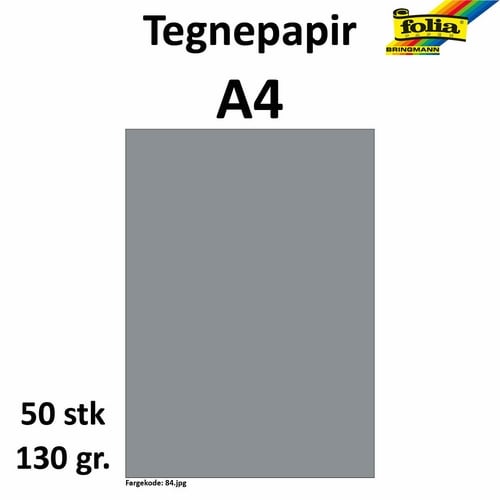 Tegnepapir A4 130g mørk grå 50pk