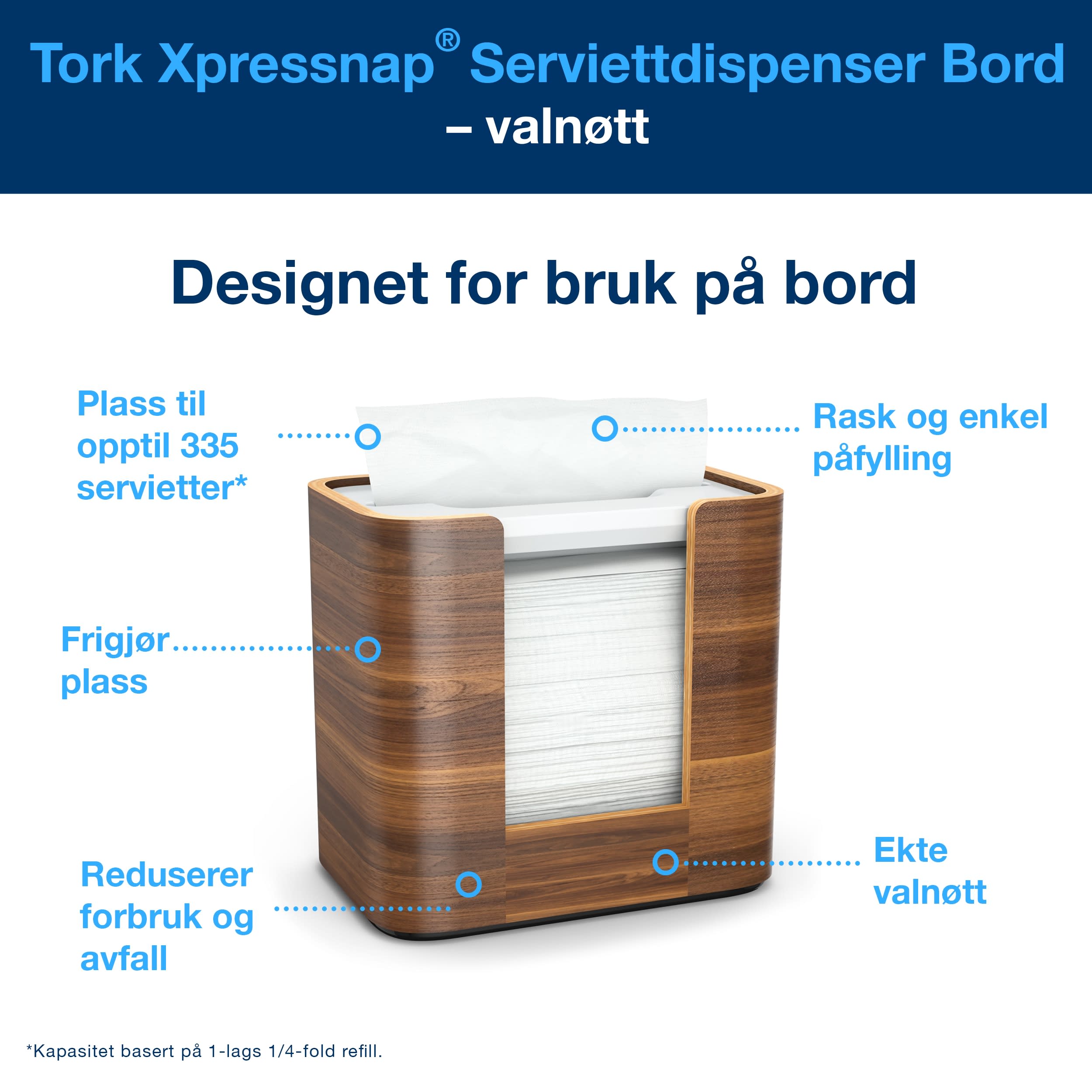 Serviettdisp Tork Xpressnap Valnøtt N4