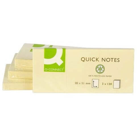 Notatblokk 38x51mm gul resirkulert