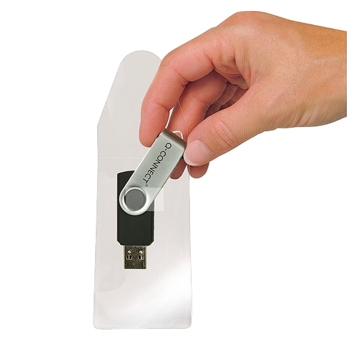 Plastomslag USB-stick selvheftende klar