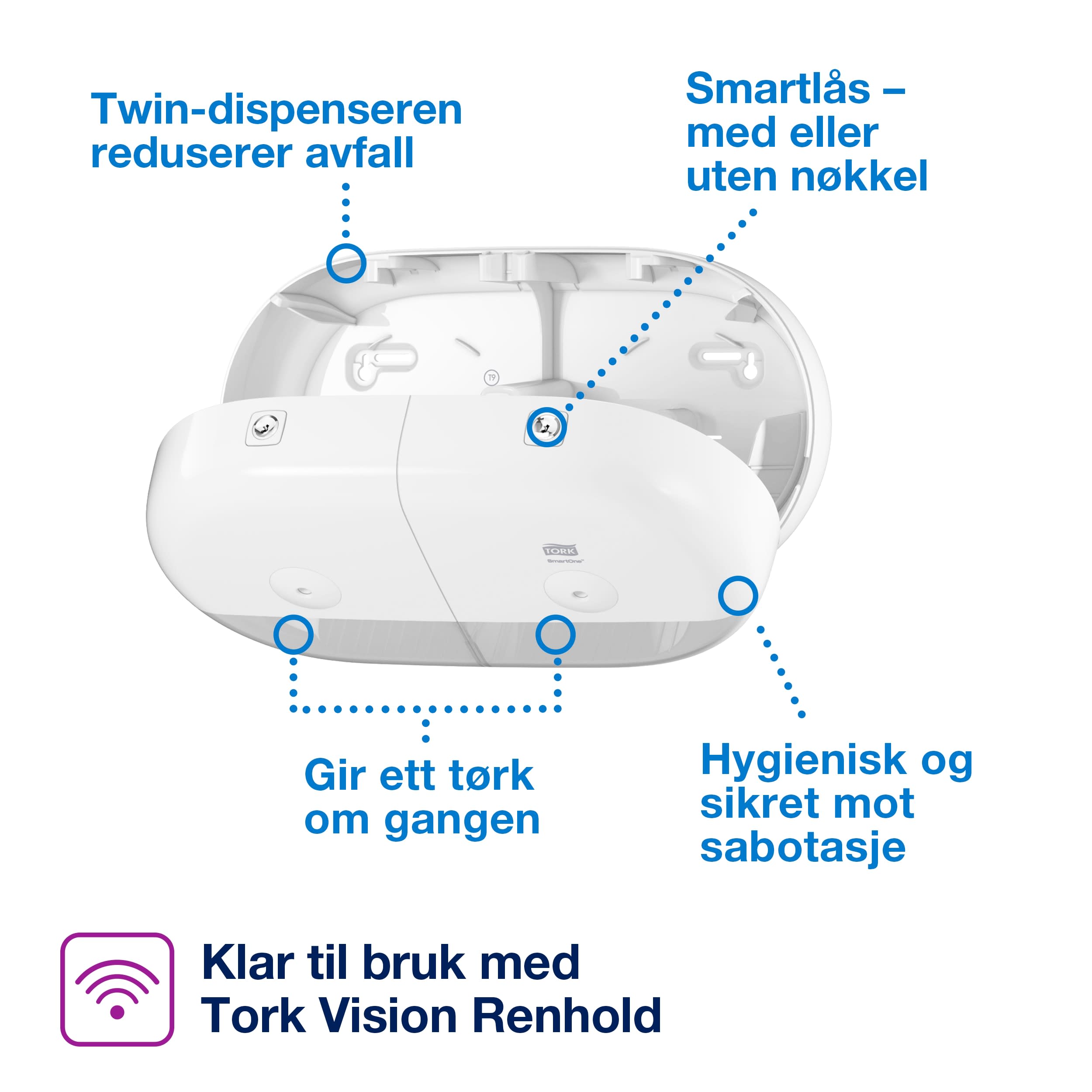 Disp Toa Tork T9 SmartOne Twin Mini hvit