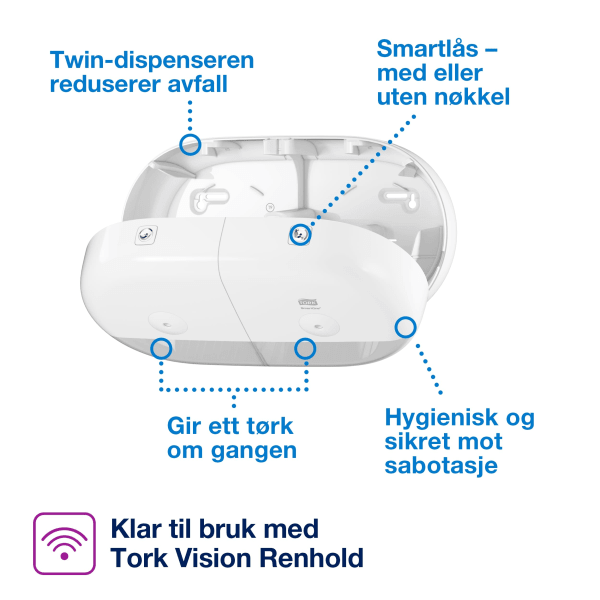 Disp Toa Tork T9 SmartOne Twin Mini hvit