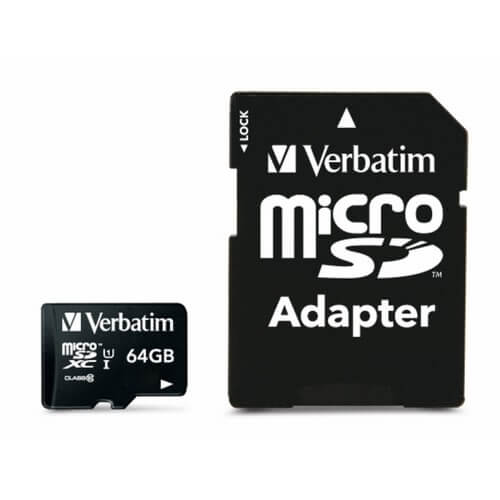 Minnekort Micro SDHC 64GB m/adapter