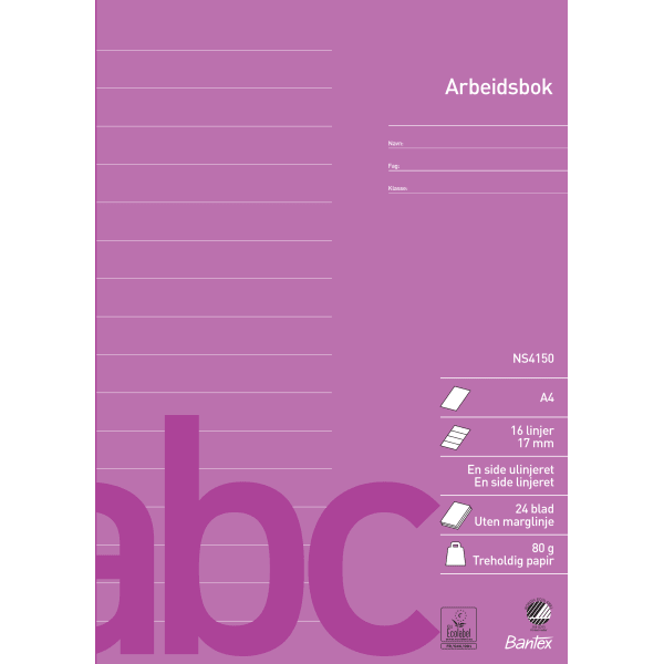 Arbeidsbok A4 ulinjert/linjert 17mm