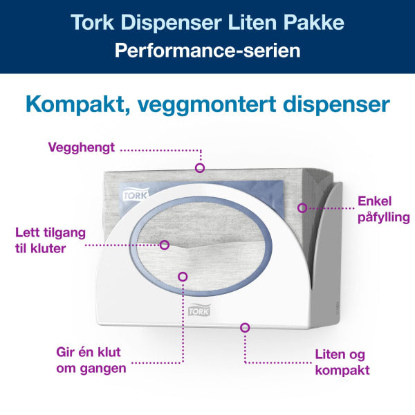 Dispenser Tork W8 hvit plast