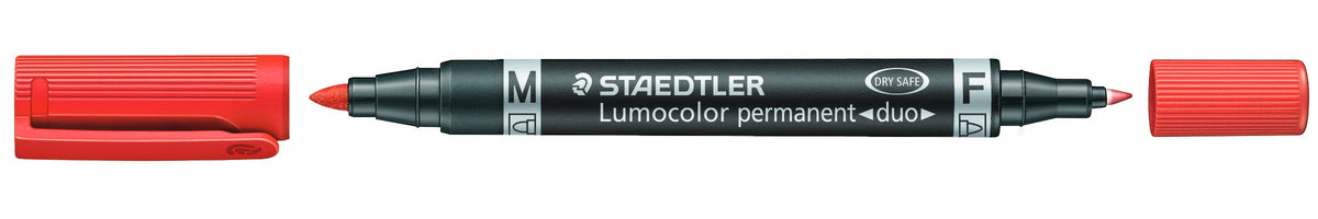 Merkepenn Lumocolor duo perm. rød