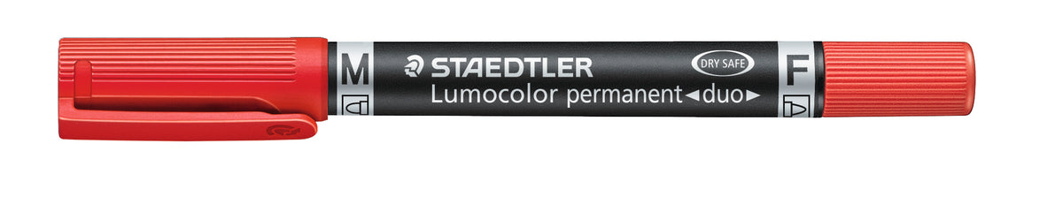Merkepenn Lumocolor duo perm. rød