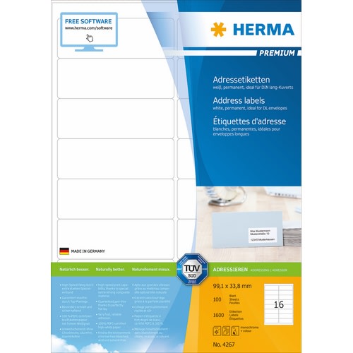 Etikett HERMA A4 99,1x33,8mm (100)