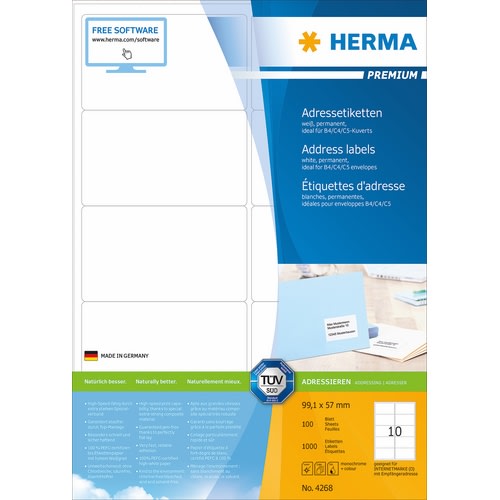 Etikett HERMA A4 99,1x57,0mm (100)