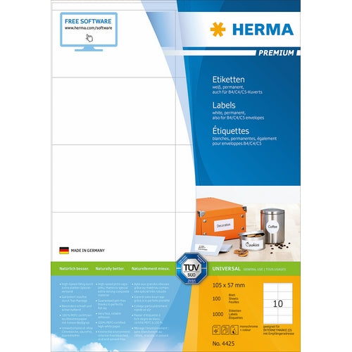 Etikett HERMA A4 105x57mm (100)
