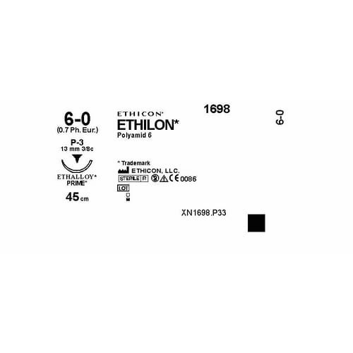 Sutur Ethilon 6-0 P-3 45cm Svart