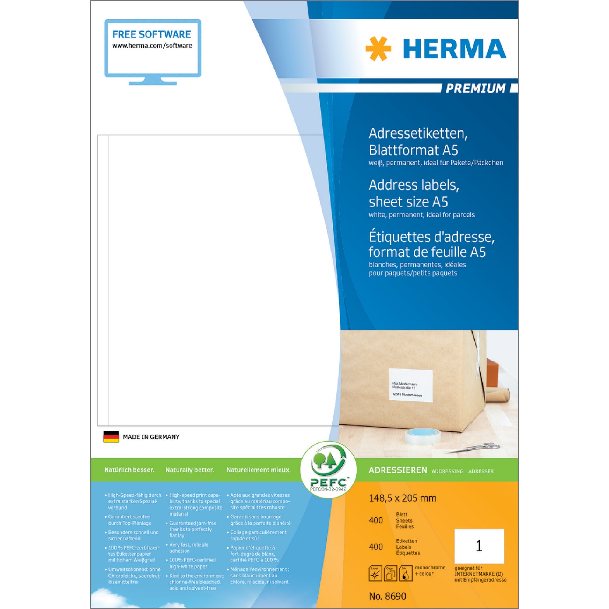 Etikett HERMA A5 148,5x205mm (400)