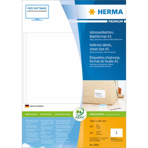 Etikett HERMA A5 148,5x205mm (400)