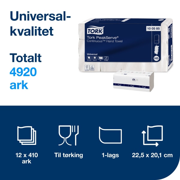 Håndtørk Tork H5  PeakServe Universal 1l 4920 ark