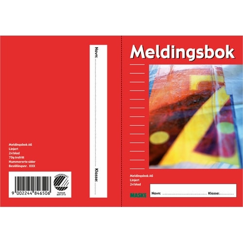 Meldingsbok A6 24bl m/sidenummer