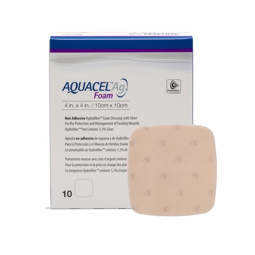 Bandasje Aquacel Ag Foam non Adh 10x10