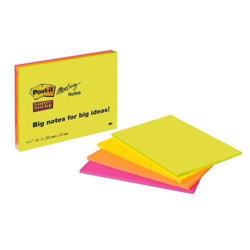 Notatblokk Post-it SS Møte 203x152 Neon
