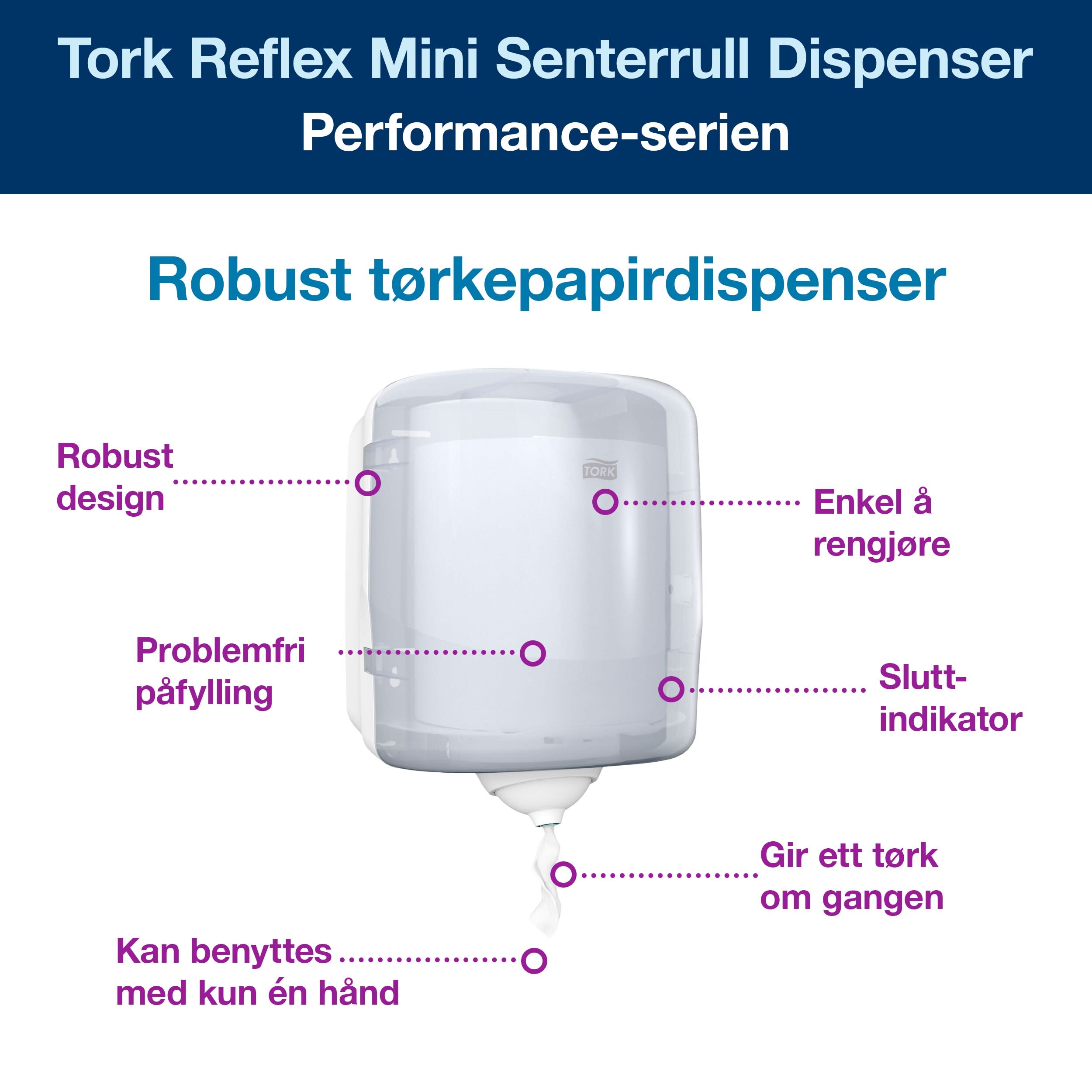 Dispenser Tork M4 Reflex hvit