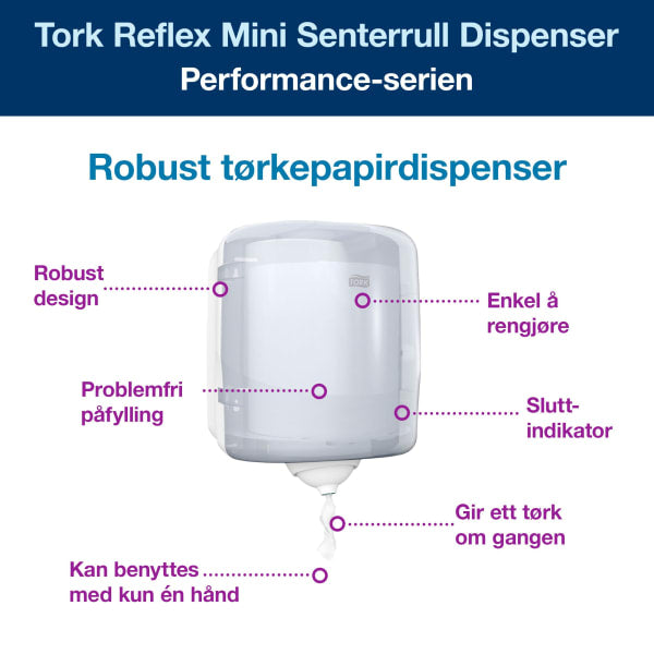 Dispenser Tork M4 Reflex hvit