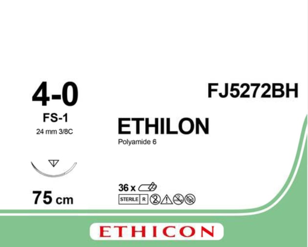 Sutur Ethilon 4-0 FS-1 75cm Svart