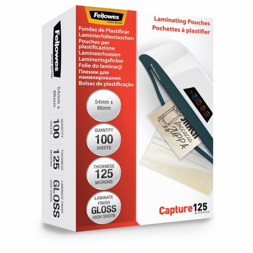 Lamineringslomme 54x85mm gloss 125mic
