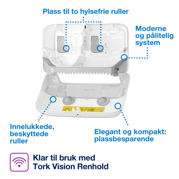 Dispenser Tork T7 toalett Twin hvit