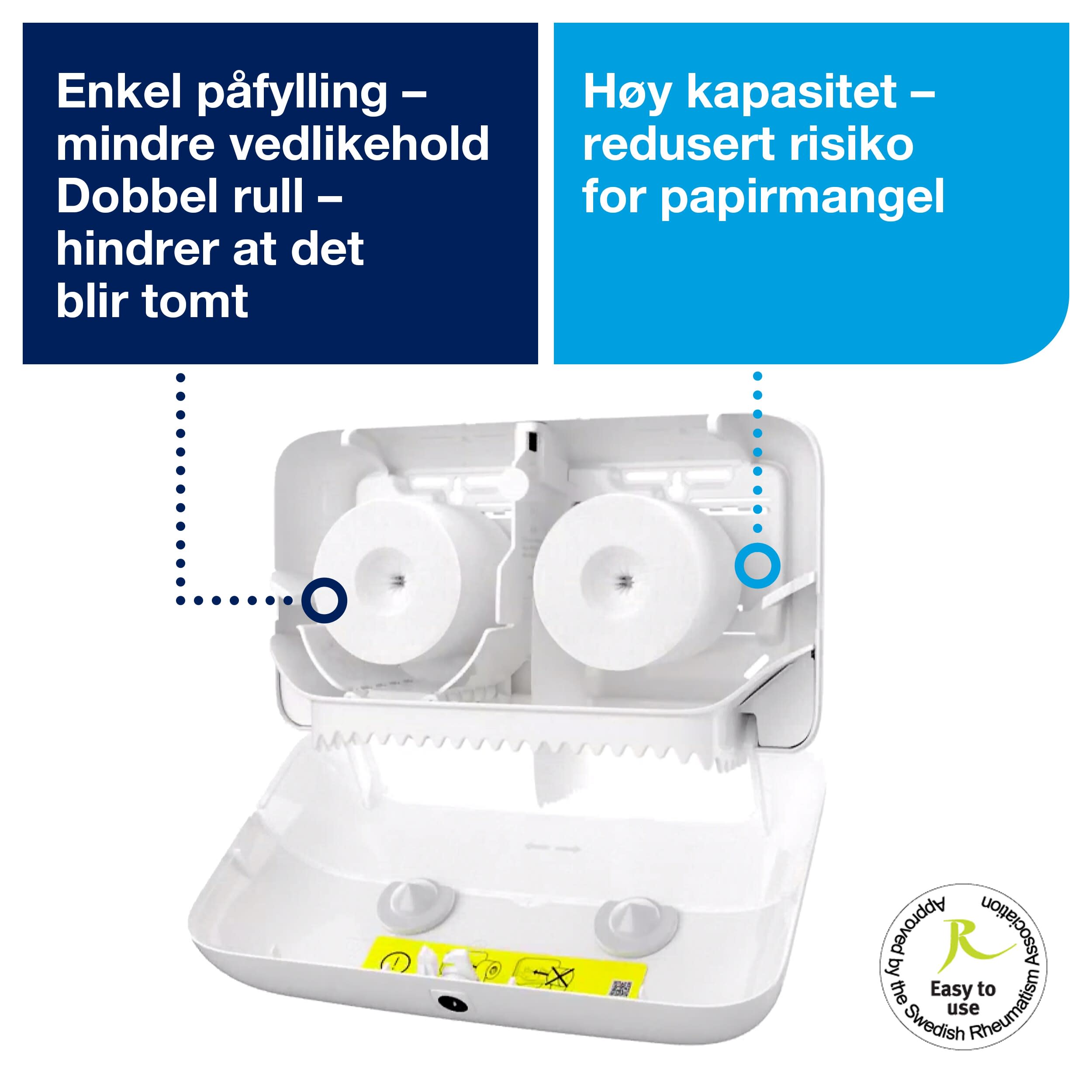Dispenser Tork T7 toalett Twin hvit
