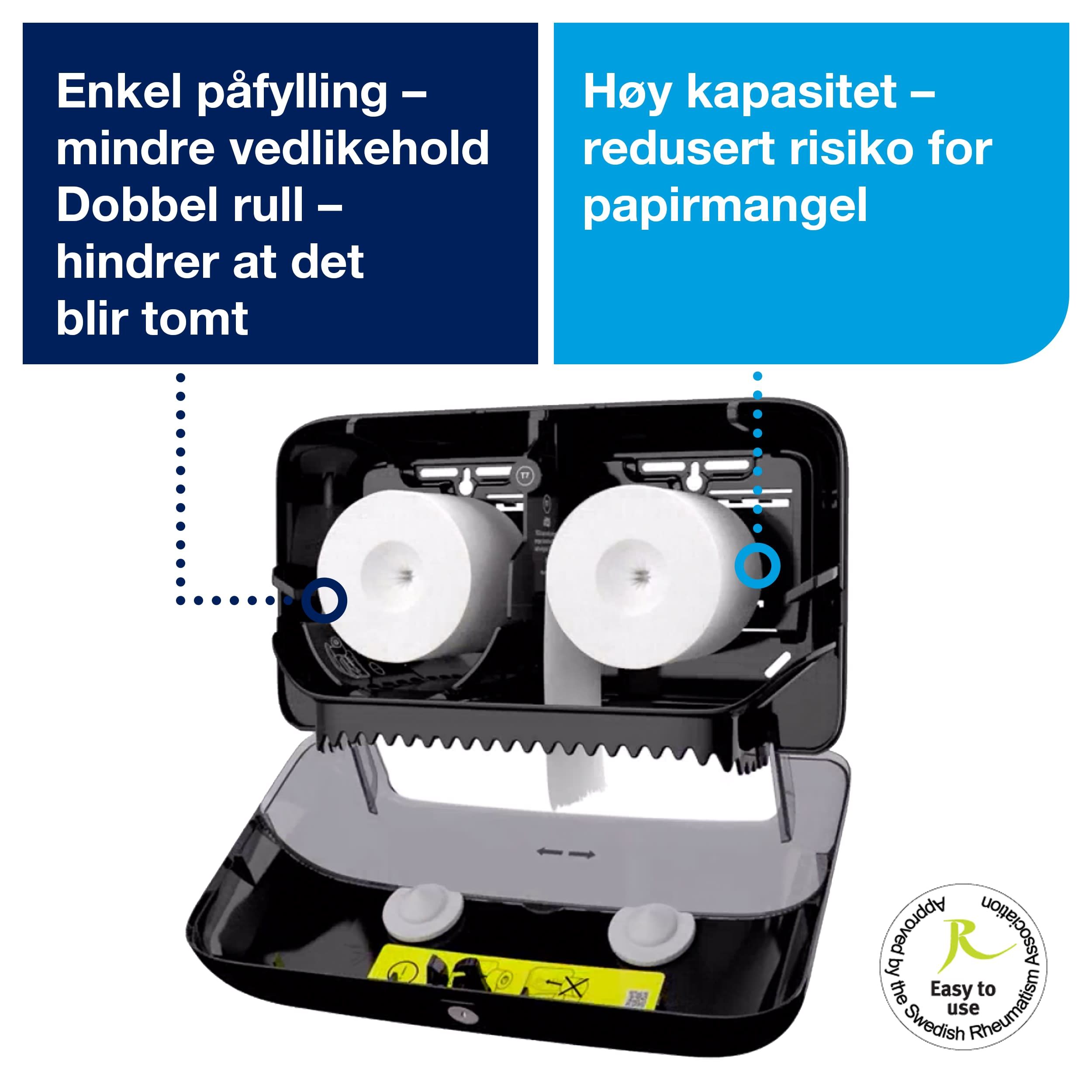 Dispenser Tork T7 toalett Twin sort